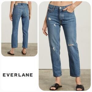 NWOT Everlane The Summer Slouch Button Fly Crop Jeans Sz. 27x25 Tularosa Blue